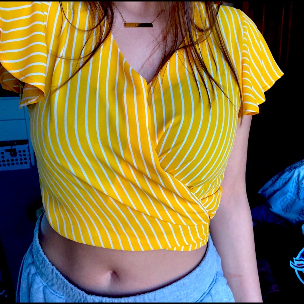 Cute yellow striped tie-top!